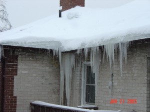 Ice dam on Winnipeg roof